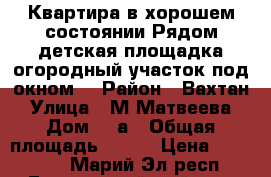 Квартира в хорошем состоянии,Рядом детская площадка,огородный участок под окном. › Район ­ Вахтан › Улица ­ М.Матвеева › Дом ­ 3а › Общая площадь ­ 492 › Цена ­ 650 000 - Марий Эл респ., Горномарийский р-н, Озерки д. Недвижимость » Квартиры продажа   . Марий Эл респ.